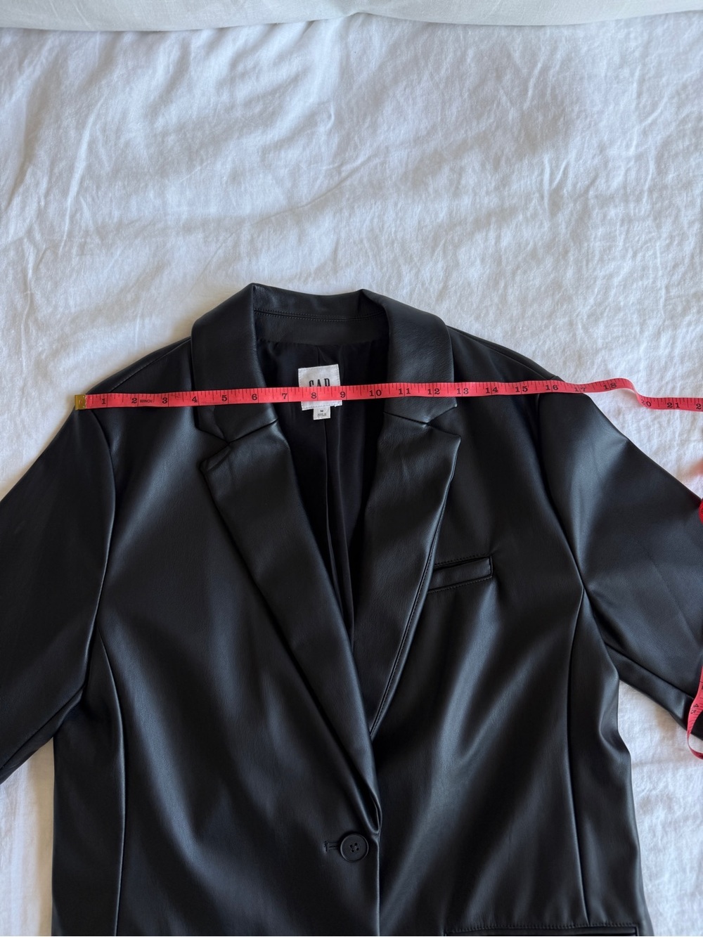 GAP Women's Black Relaxed Vegan-Leather Blazer Size M - Picture 7 of 13